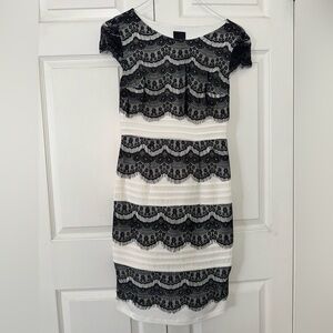 Mel Rose Elegant Black and White Lace Dress S